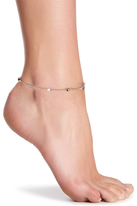 Zoey Simmons - Black & White Austrian Crystal Anklet - SF