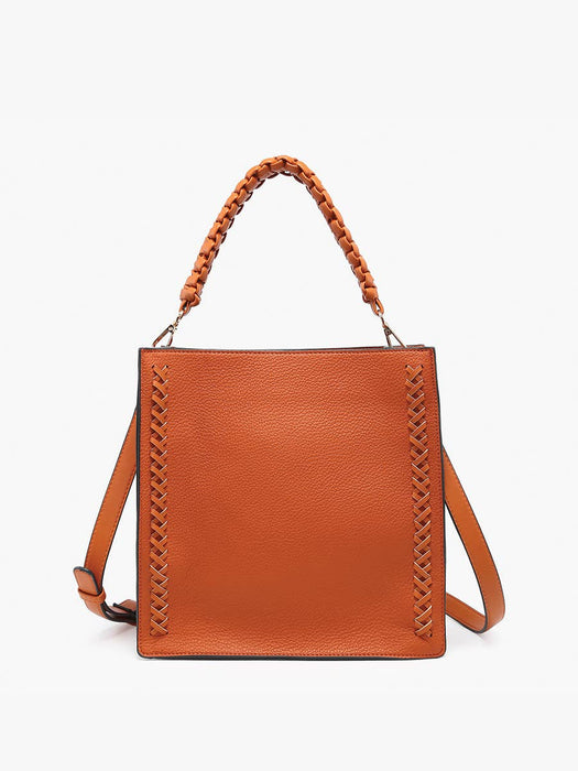 Jen & Co Esme Whipstitch Detail Tote w/ Braided Handle