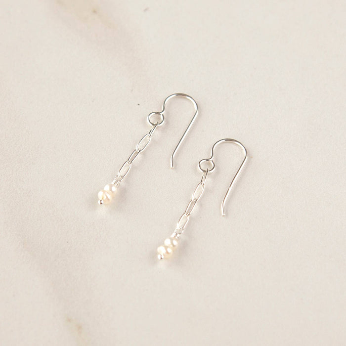 Stowaway Jewelry - Pearl Paperclip Chain Earrings