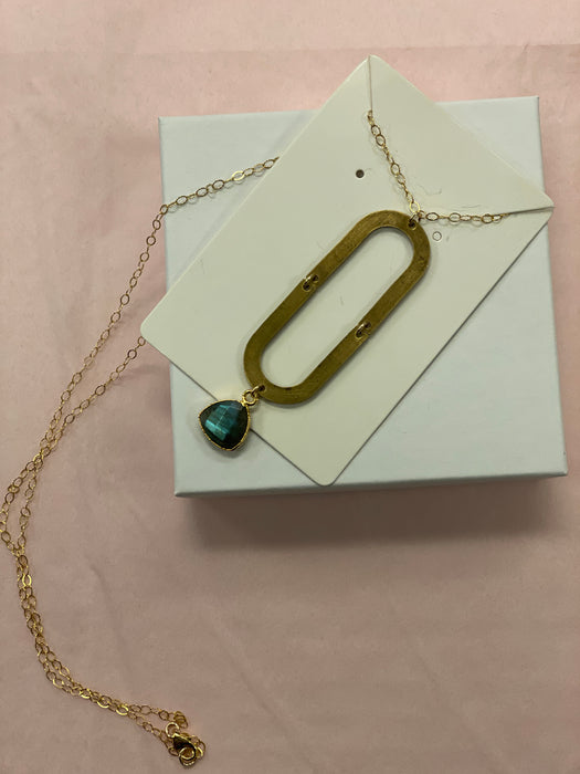 Forge + Fire Labradorite hammered brass necklace with labrodorite
