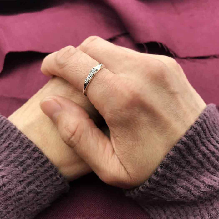 Nina Designs - Sterling Silver - Tapered Baguette Crystal Ring