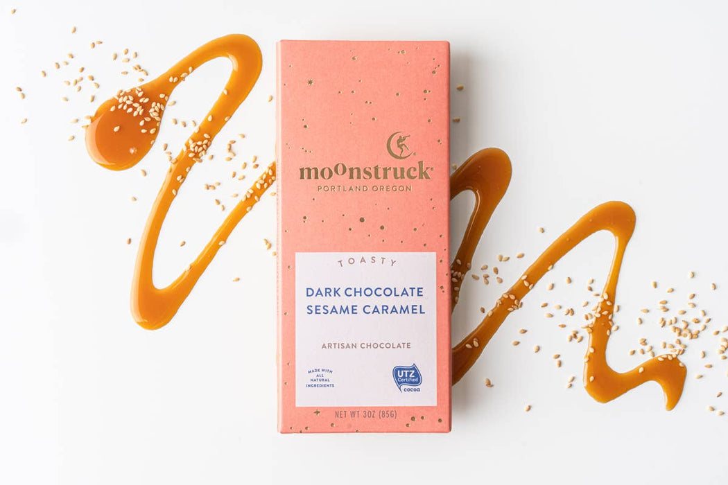 Moonstruck Chocolate Co - Toasty Sesame Caramel Chocolate Bar