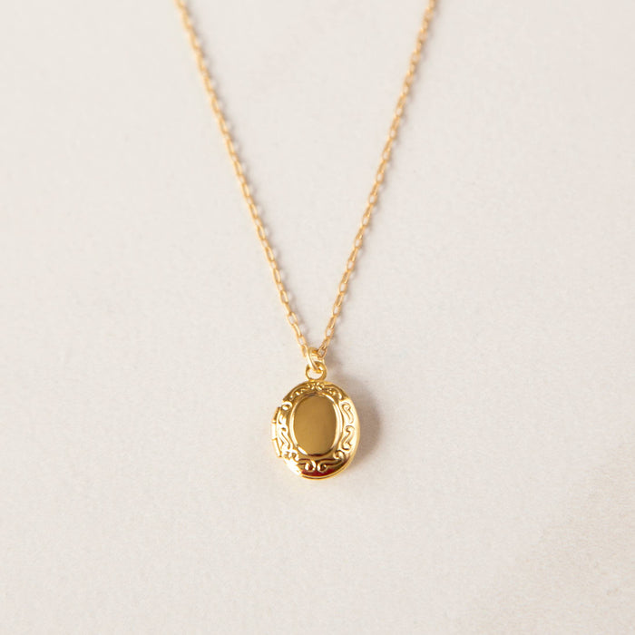 Stowaway Jewelry - Tiny Gold Oval Locket Necklace