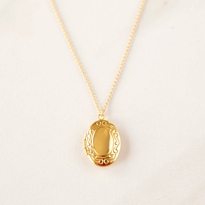Stowaway Jewelry - Large Gold Oval Locket Necklace