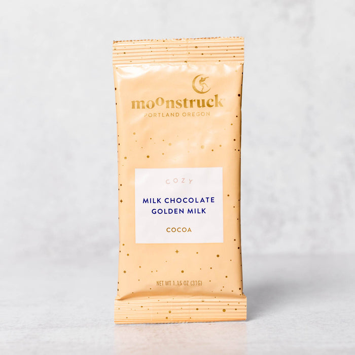 Moonstruck Chocolate Co - Cozy: Golden Milk Chocolate Hot Cocoa Single Serve Pouch
