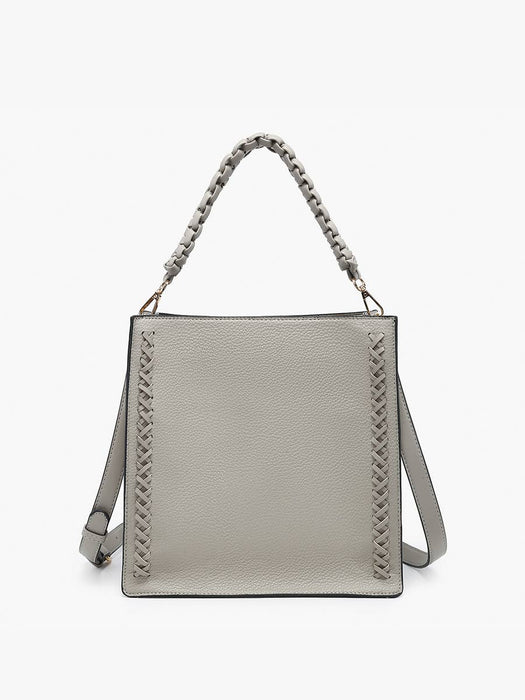 Jen & Co Esme Whipstitch Detail Tote w/ Braided Handle