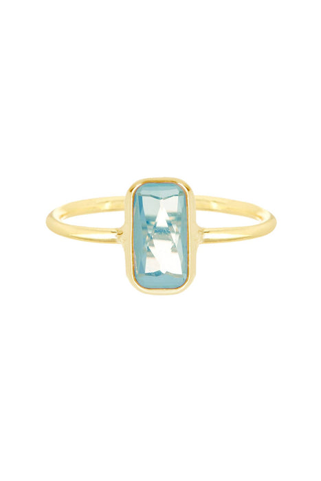 Zoey Simmons - Sky Blue Crystal Petit Amour Ring - GF