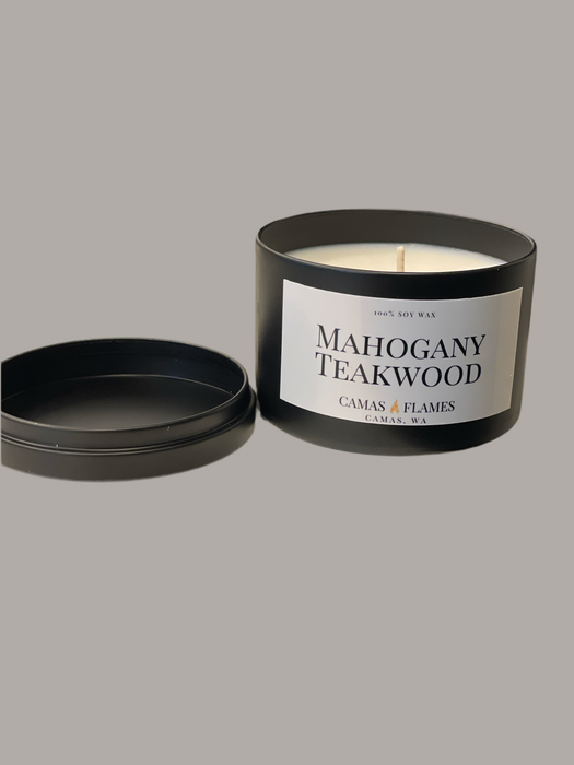 Camas Flames Black Tin Candle