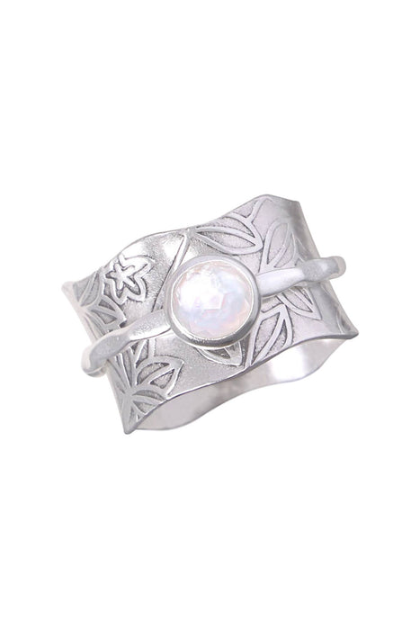 Zoey Simmons - Mother Of Pearl Vine Pattern Spinner Ring - SF