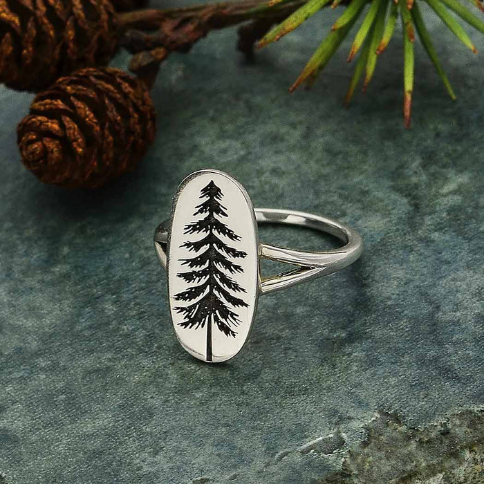 Nina Designs - Etched Pine Tree Ring