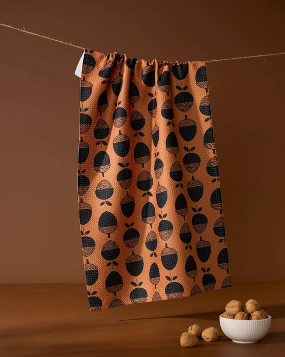 Geometry - Acorn Noir Tea Towel