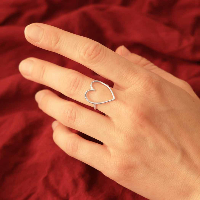 Nina Designs - Sterling Silver Large Wire Heart Ring