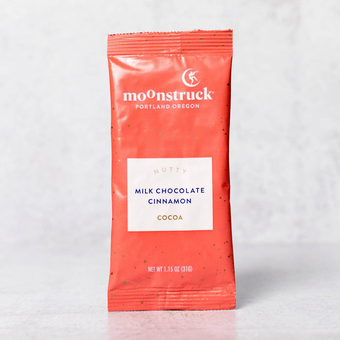 Moonstruck Chocolate Co - Nutty:Cinnamon Milk Chocolate Hot Cocoa Single Serving Pouch