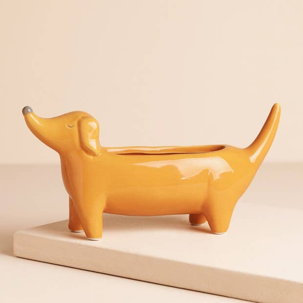 Lisa Angel - Orange Dachshund Standing Dog Planter