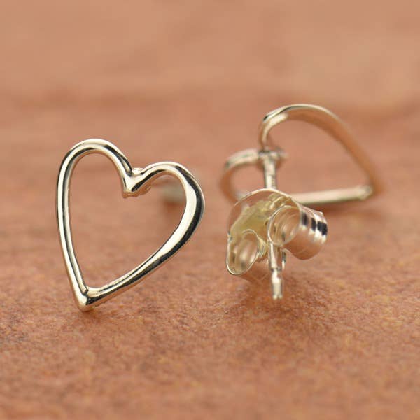 Nina Designs - Sterling Silver or Gold Openwork Heart Post Earring 9x8mm