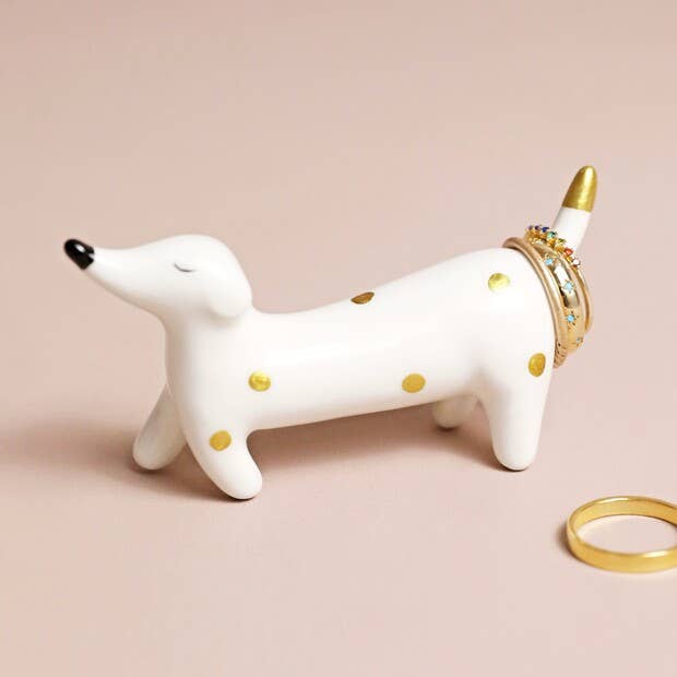 Lisa Angel - Ceramic Sausage Dog Ring Holder