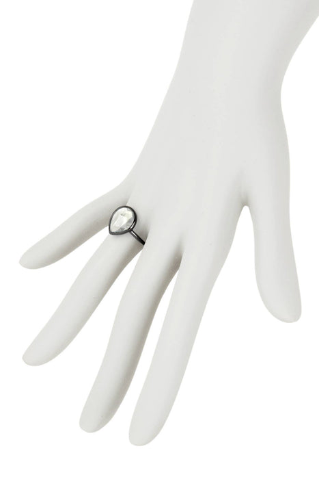 Zoey Simmons - Moonstone Crystal Ring In Gunmetal - SF
