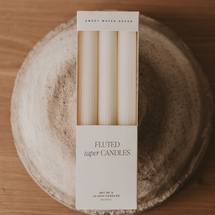 Sweet Water Decor - *NEW* Fluted Taper Candles, Set of 3 - Home Decor & Gifts