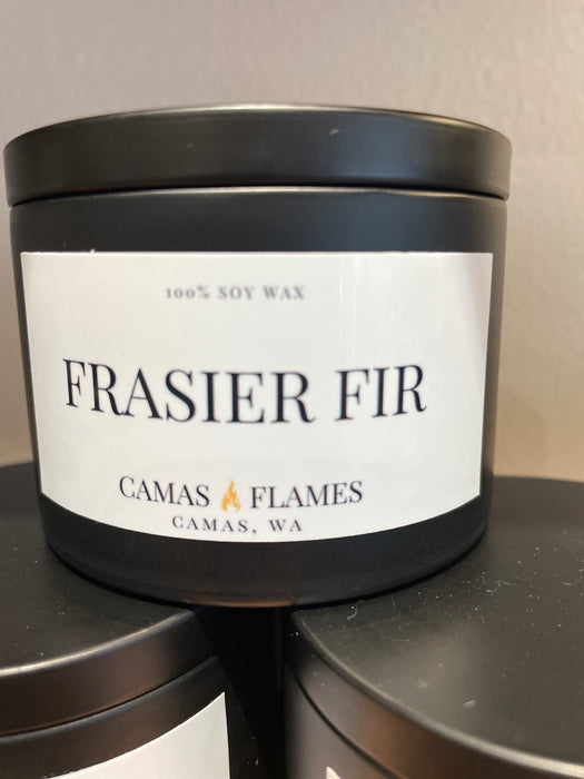 Camas Flames Black Tin Candle