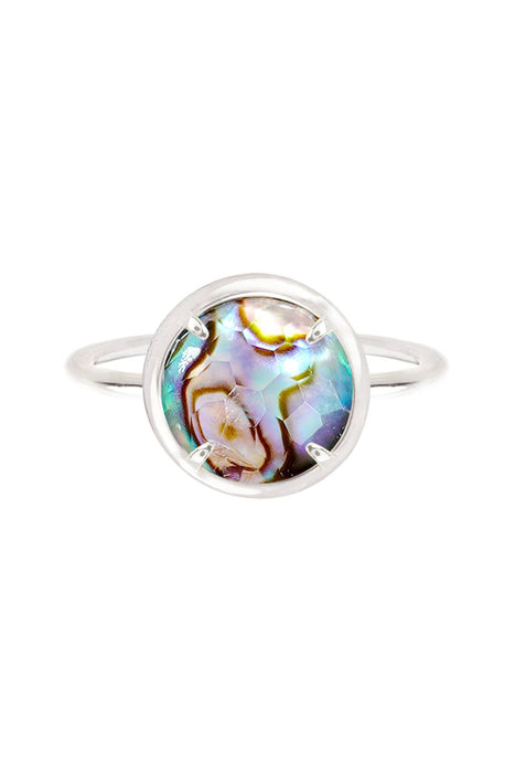 Zoey Simmons - Abalone Quartz Doublet Round Ring - SF