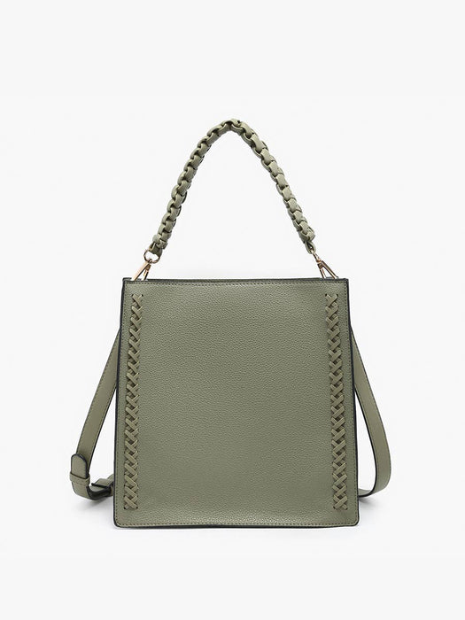 Jen & Co Esme Whipstitch Detail Tote w/ Braided Handle
