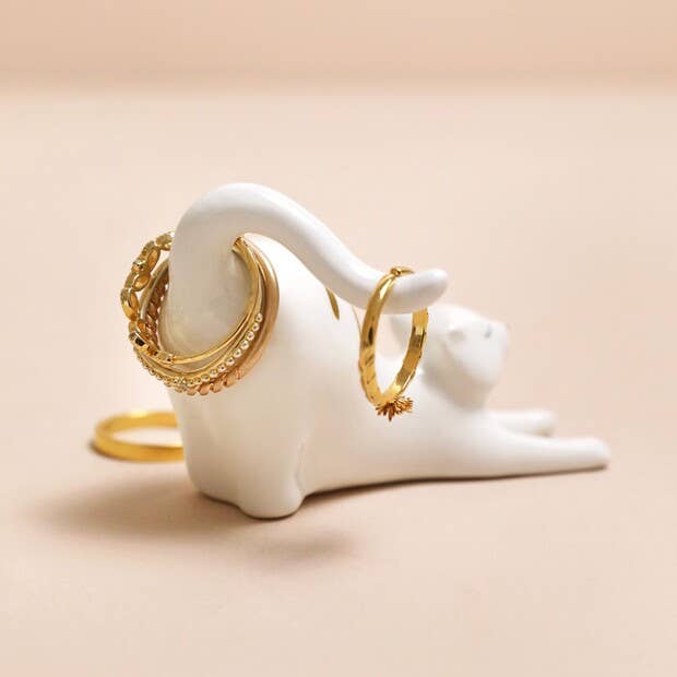 Lisa Angel - Ceramic Stretching Cat Ring Holder