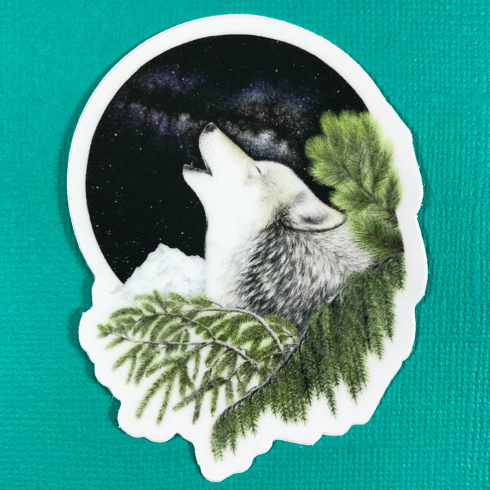 Abundance Illustration Howling wolf sticker