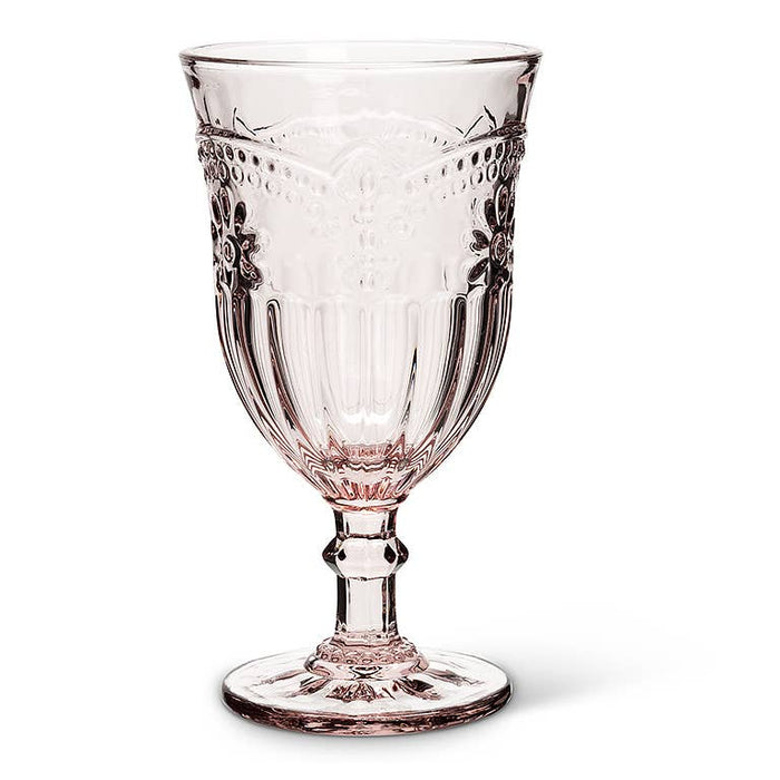 Abbott - Flower Wine Glass-Pink-6.5"H(8oz)-944