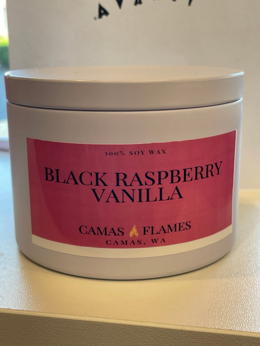 Camas Flames White Tin Candle