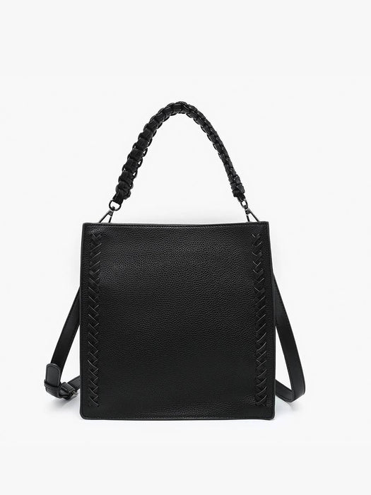 Jen & Co Esme Whipstitch Detail Tote w/ Braided Handle