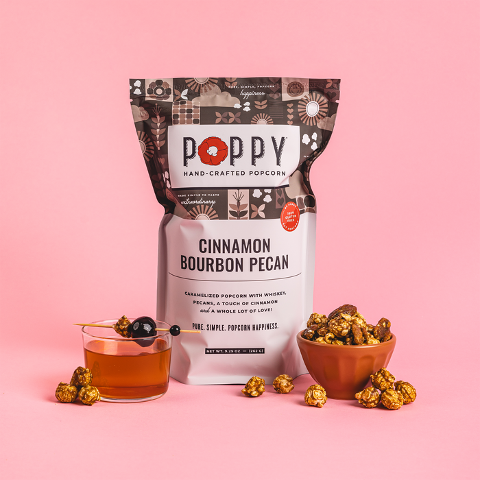 Poppy Hand-Crafted Popcorn Cinnamon Bourbon Pecan Popcorn