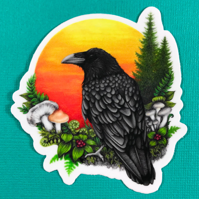 Abundance Illustration Raven and Sun sticker