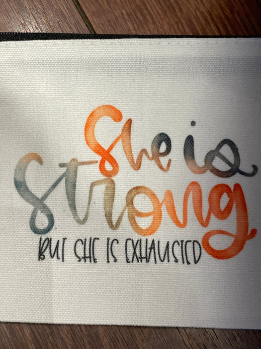 HandCrofted DISCONTINUED She Is Strong Zipper Pouch