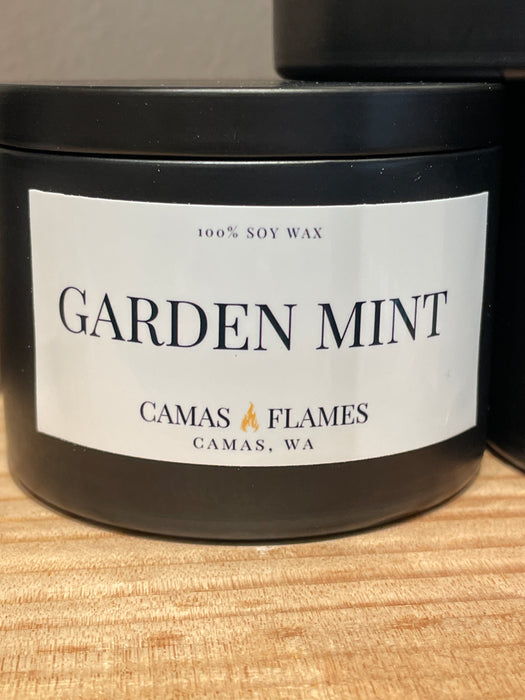 Camas Flames Black Tin Candle