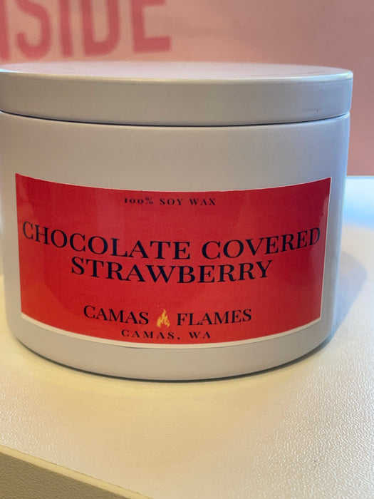 Camas Flames White Tin Candle
