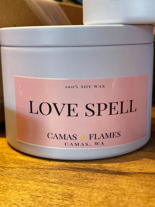 Camas Flames White Tin Candle