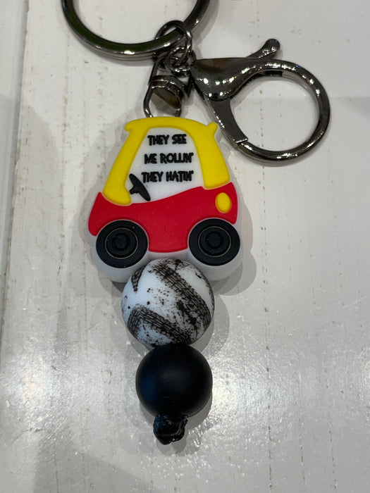 HandCrofted See Me Rollin' Beaded Keychain