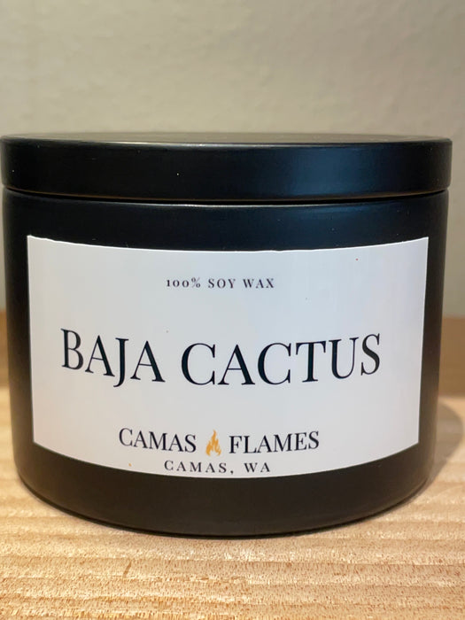 Camas Flames Black Tin Candle