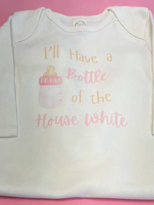 Camas Creations I'll Have a Bottle House White Romper