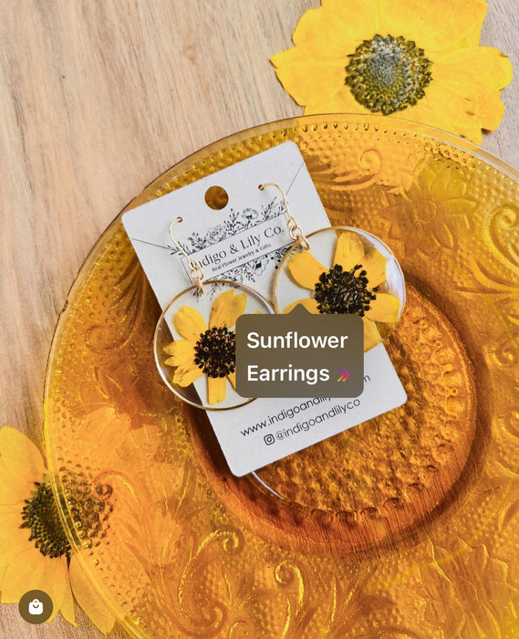 Indigo & Lily Sunflower earrings