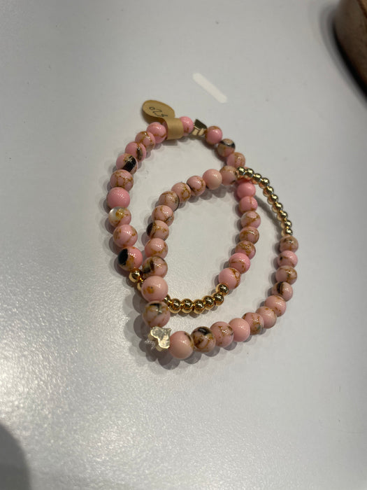 Viva Vibration Pink and Gold Bead Bracelet
