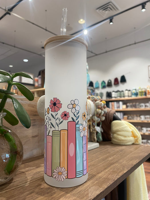 MMS frosted tall glass books and Floral