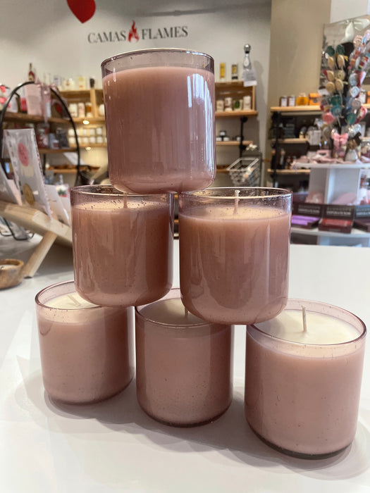 Camas Flames Pink Glass Jar Candle