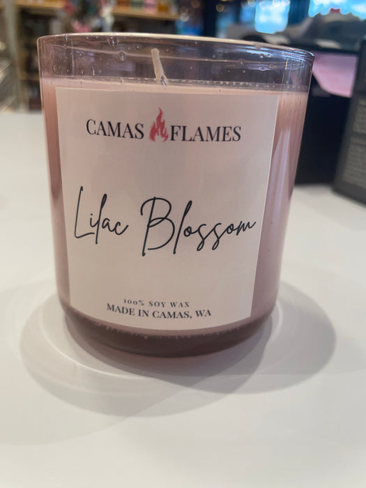 Camas Flames Pink Glass Jar Candle