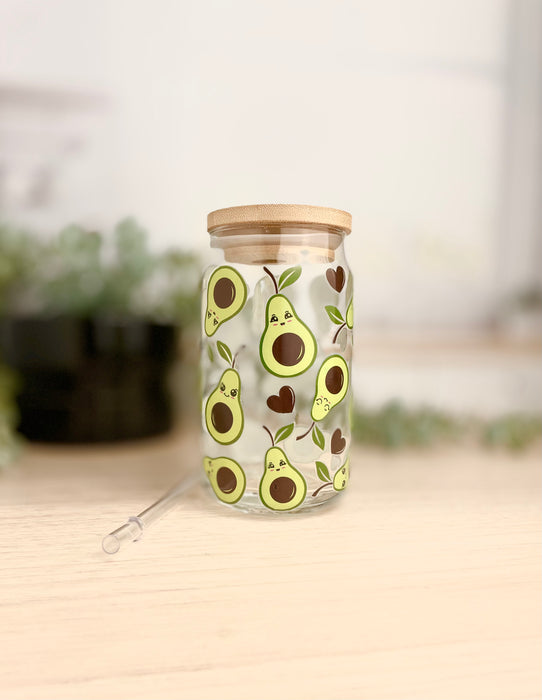 HandCrofted DISCONTINUED Avocados Clear Glass Can