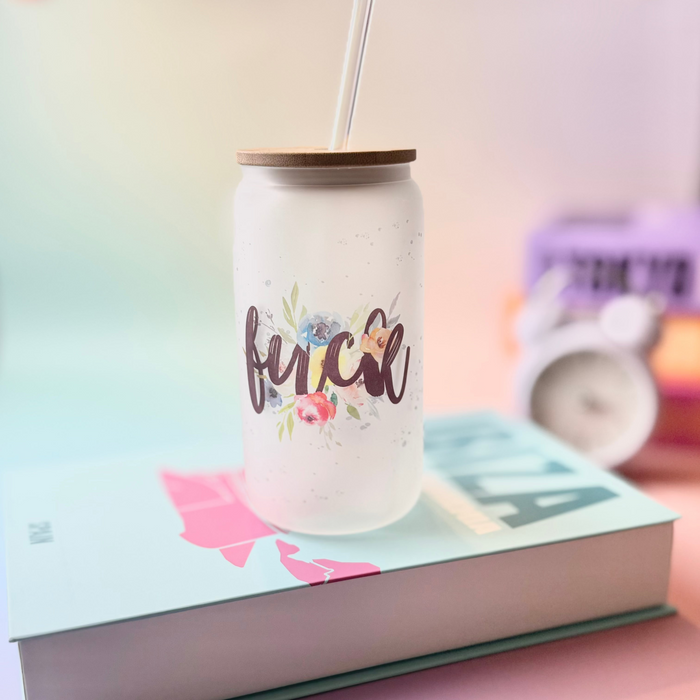 HandCrofted DISCONTINUED Fuck Floral Frosted Glass Can