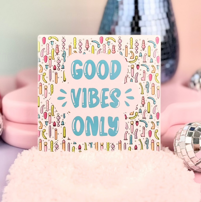 HandCrofted Good Vibes Ceramic Coaster