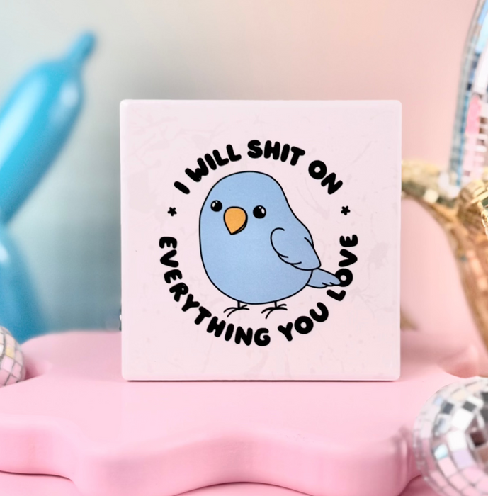 HandCrofted Bird Shit On Everything Ceramic Coaster