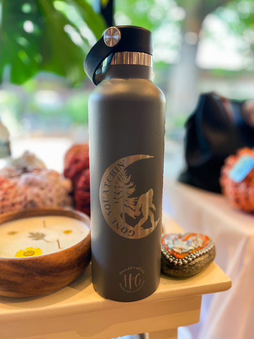 HandCrofted DISCONTINUED Gone Squatchin' Engraved Hydro Waterbottle