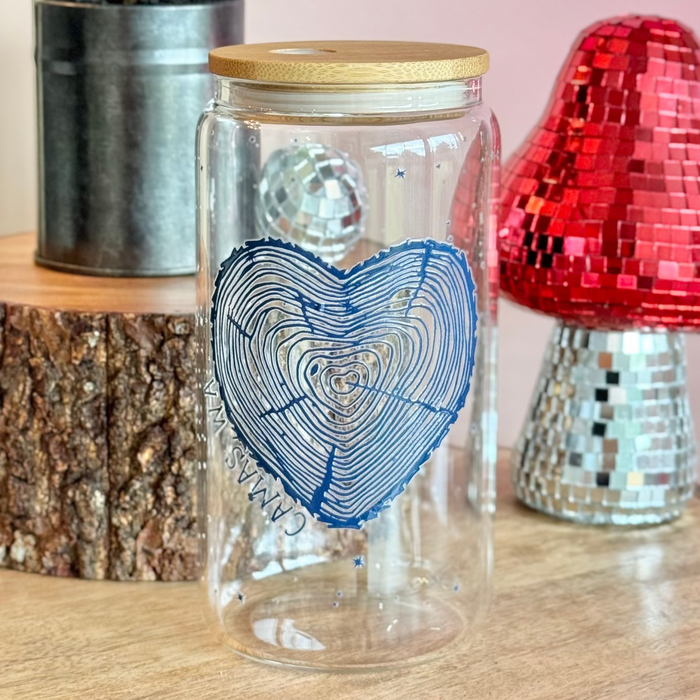 HandCrofted Camas Heart Glass Can